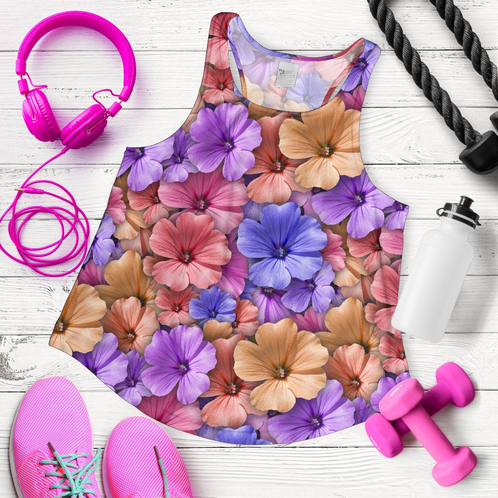 Colorful Geranium Pattern Women Racerback Tank Top
