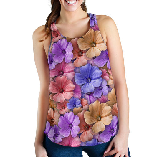 Colorful Geranium Pattern Women Racerback Tank Top