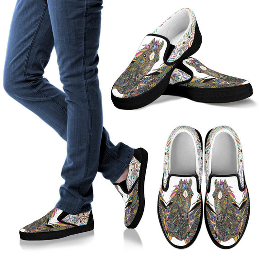 Colorful Horse Men Canvas Slip On Shoes