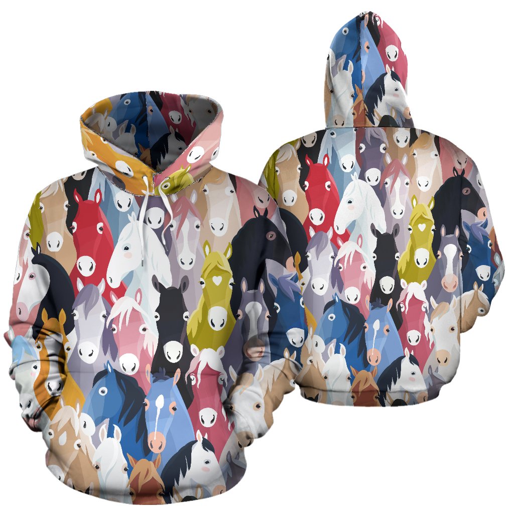 Colorful Horse Pattern All Over Print Hoodie