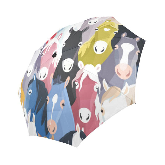 Colorful Horse Pattern Automatic Foldable Umbrella