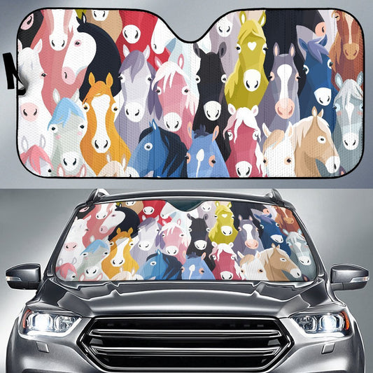 Colorful Horse Pattern Car Sun Shade-JorJune