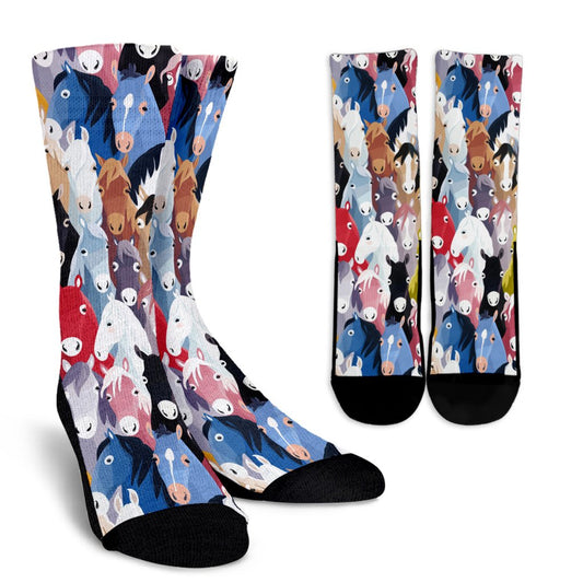 Colorful Horse Pattern Crew Socks
