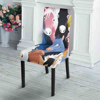 Colorful Horse Pattern Dining Chair Slipcover-JORJUNE.COM