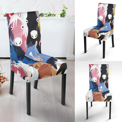 Colorful Horse Pattern Dining Chair Slipcover-JORJUNE.COM