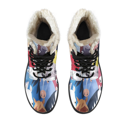 Colorful Horse Pattern Faux Fur Leather Boots
