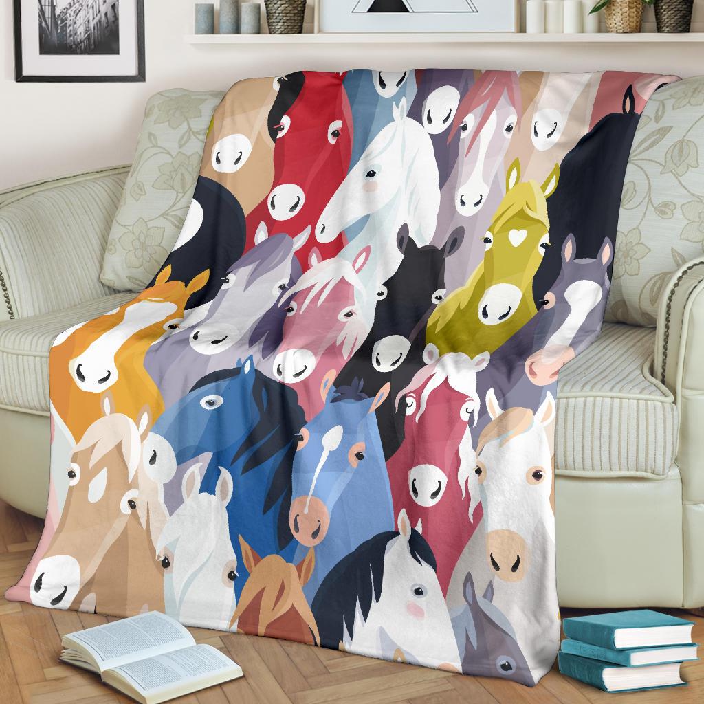 Colorful Horse Pattern Fleece Blanket