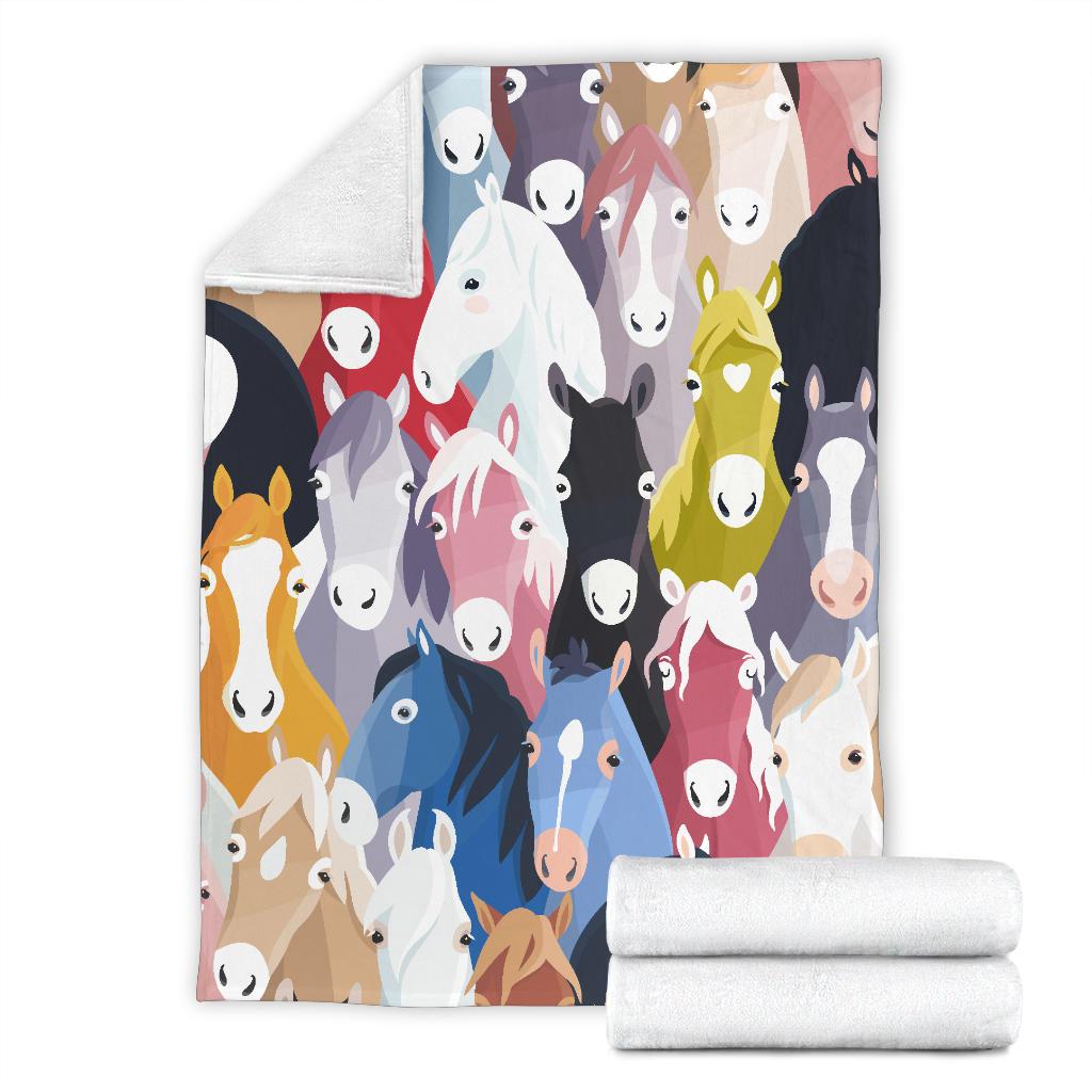 Colorful Horse Pattern Fleece Blanket