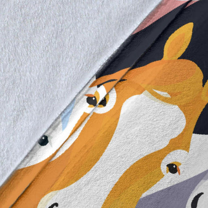 Colorful Horse Pattern Fleece Blanket