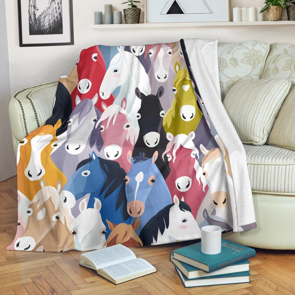 Colorful Horse Pattern Fleece Blanket