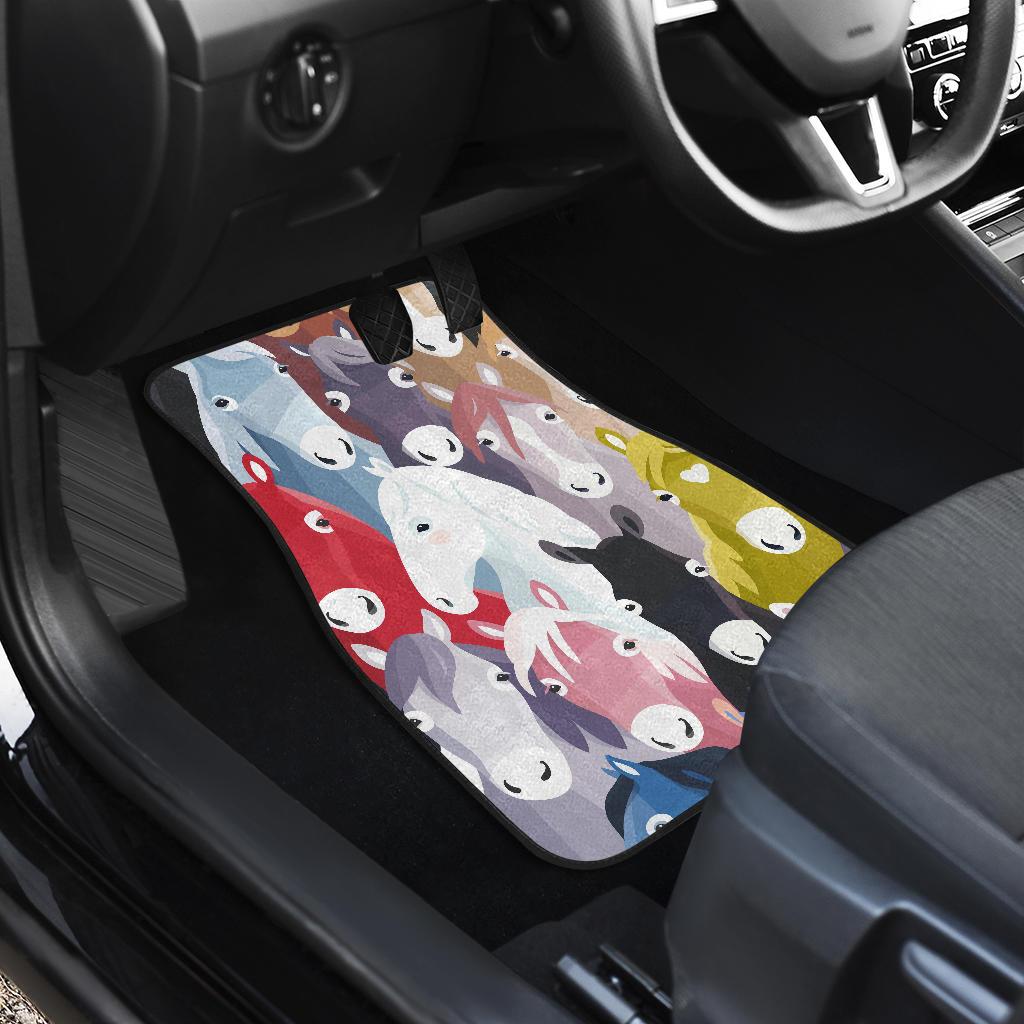 Colorful Horse Pattern Front and Back Car Floor Mats