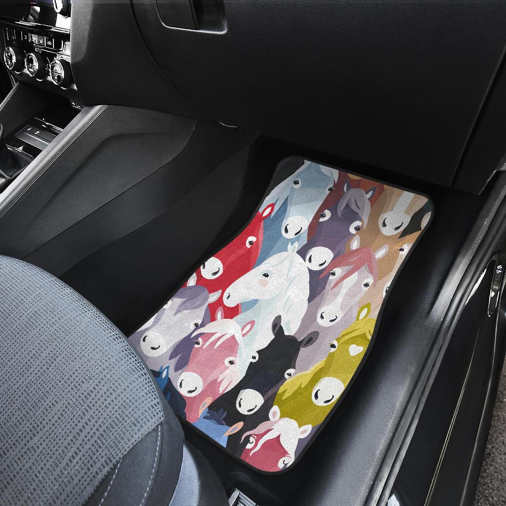 Colorful Horse Pattern Front and Back Car Floor Mats