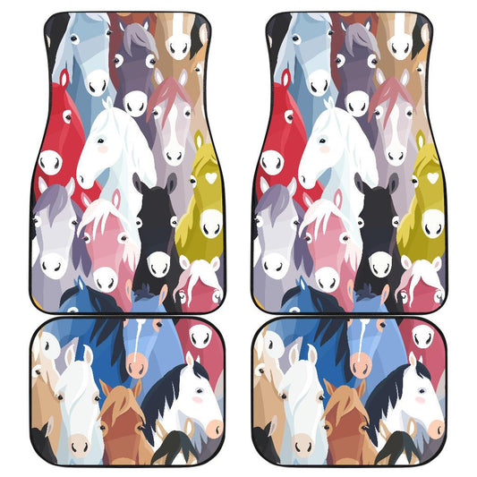 Colorful Horse Pattern Front and Back Car Floor Mats