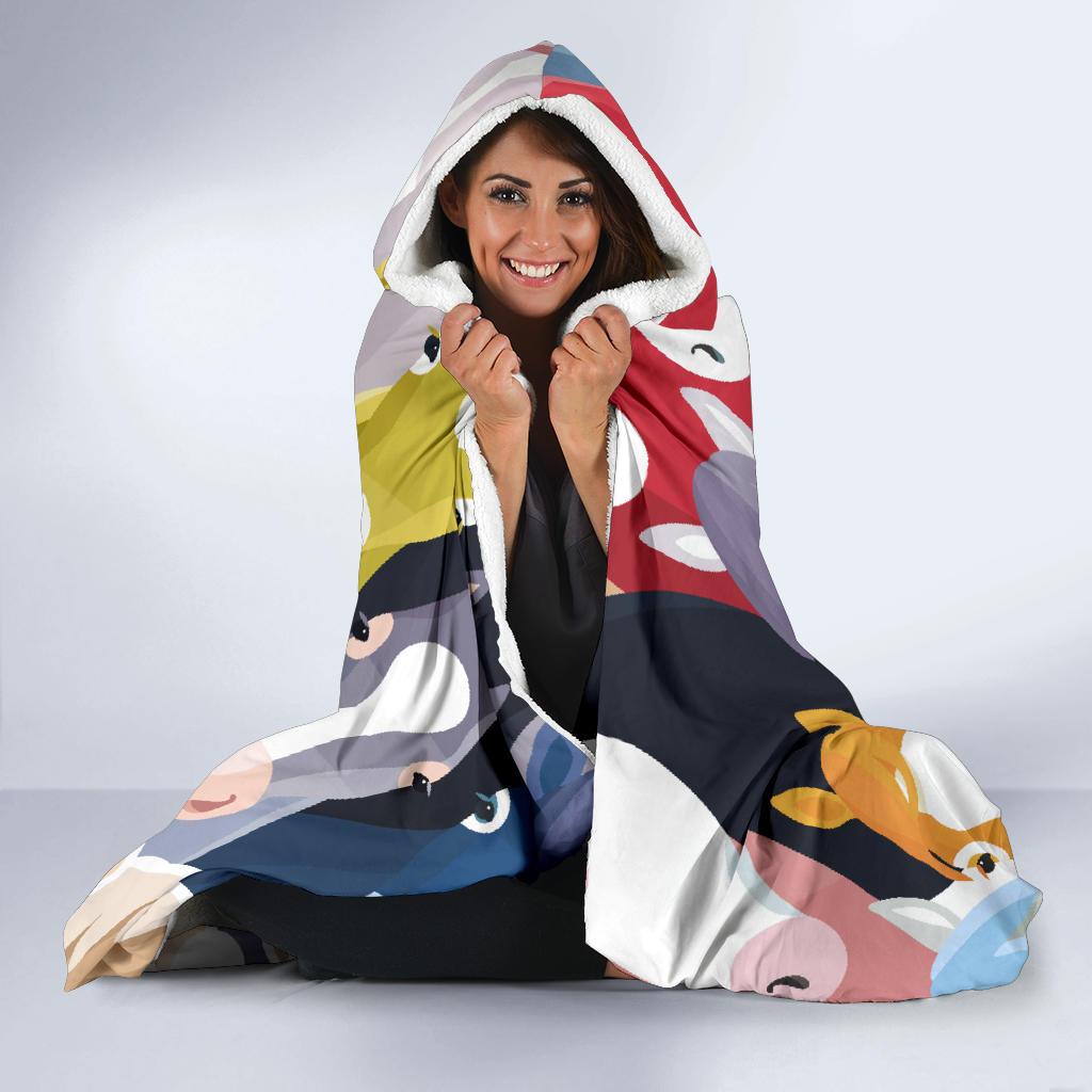 Colorful Horse Pattern Hooded Blanket-JORJUNE.COM