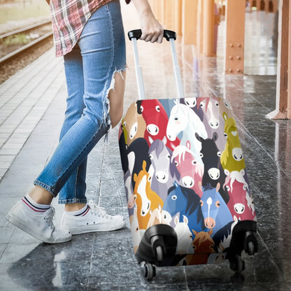 Colorful Horse Pattern Luggage Cover Protector
