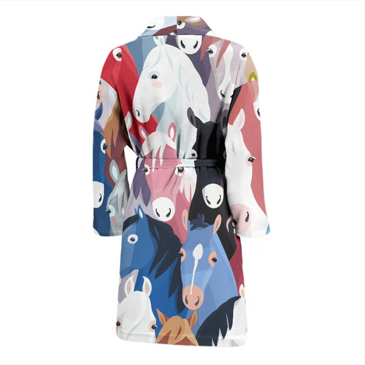 Colorful Horse Pattern Men Bath Robe