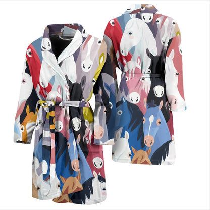 Colorful Horse Pattern Men Bath Robe