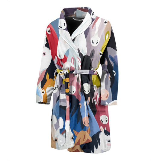 Colorful Horse Pattern Men Bath Robe