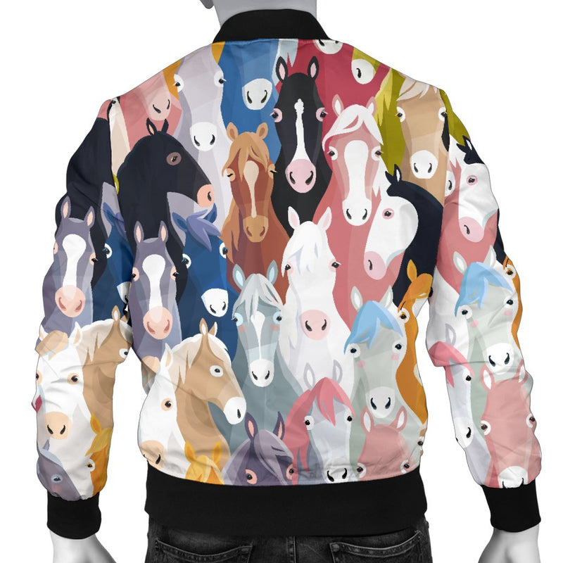 Colorful Horse Pattern Men Casual Bomber Jacket