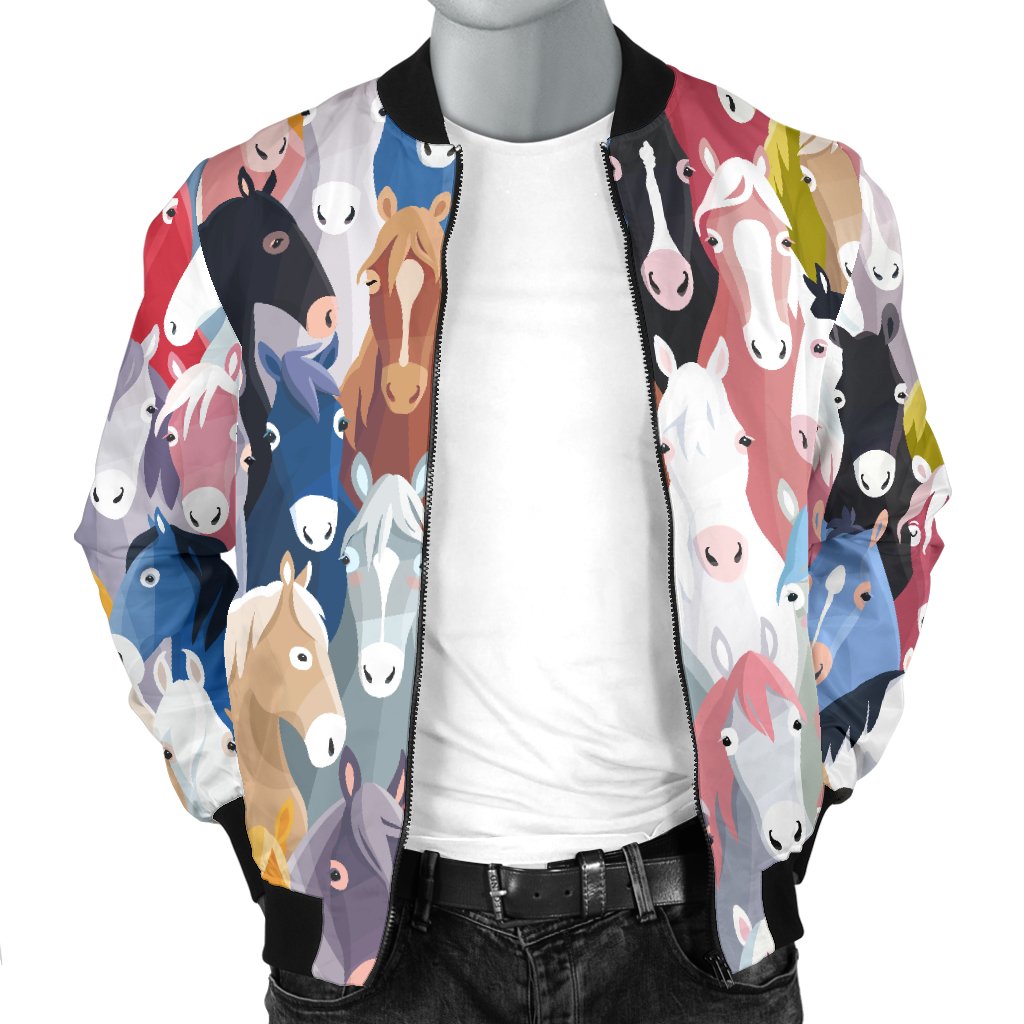 Colorful Horse Pattern Men Casual Bomber Jacket