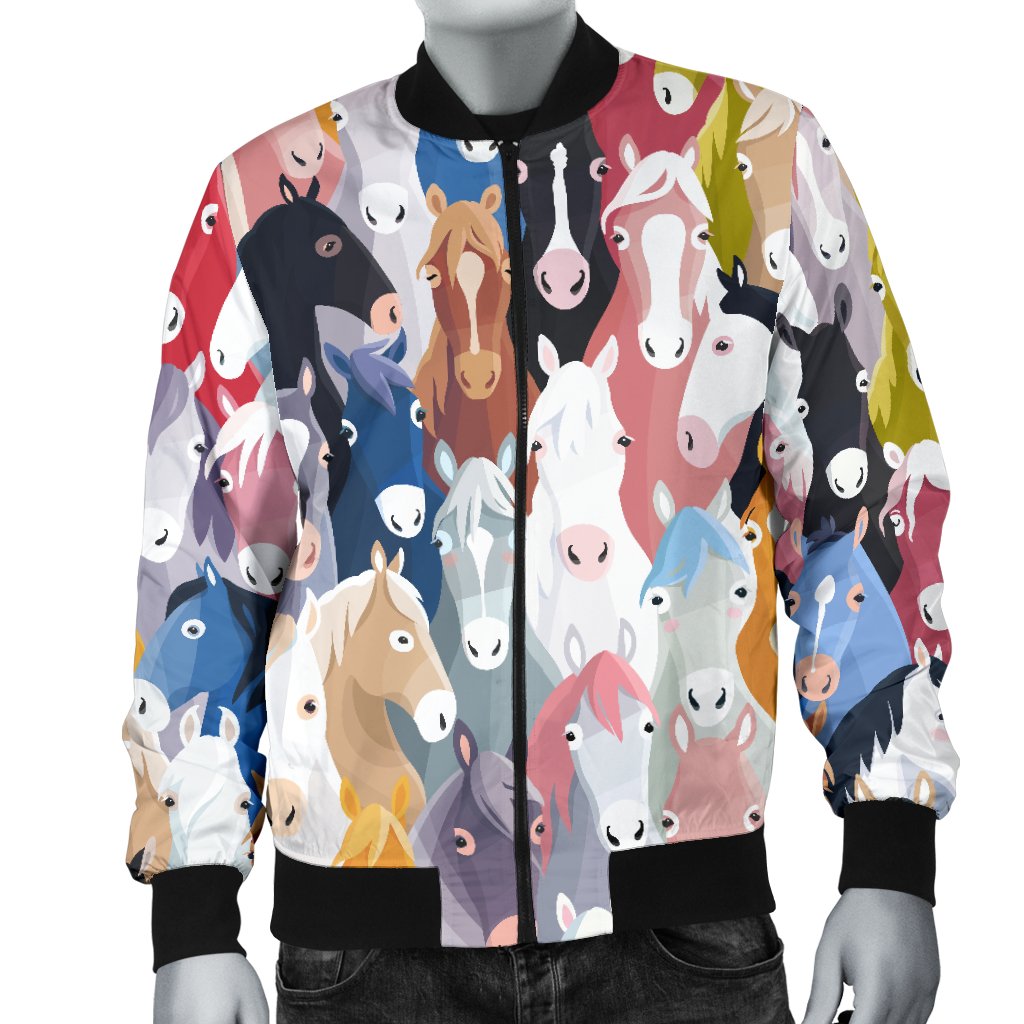 Colorful Horse Pattern Men Casual Bomber Jacket
