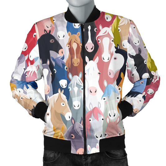 Colorful Horse Pattern Men Casual Bomber Jacket