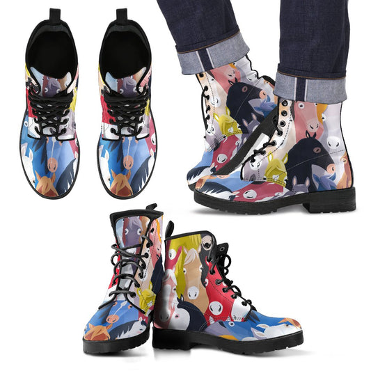 Colorful Horse Pattern Men Leather Boots