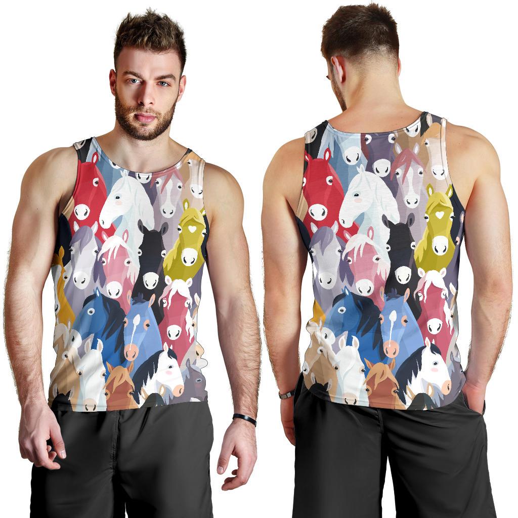 Colorful Horse Pattern Men Tank Top