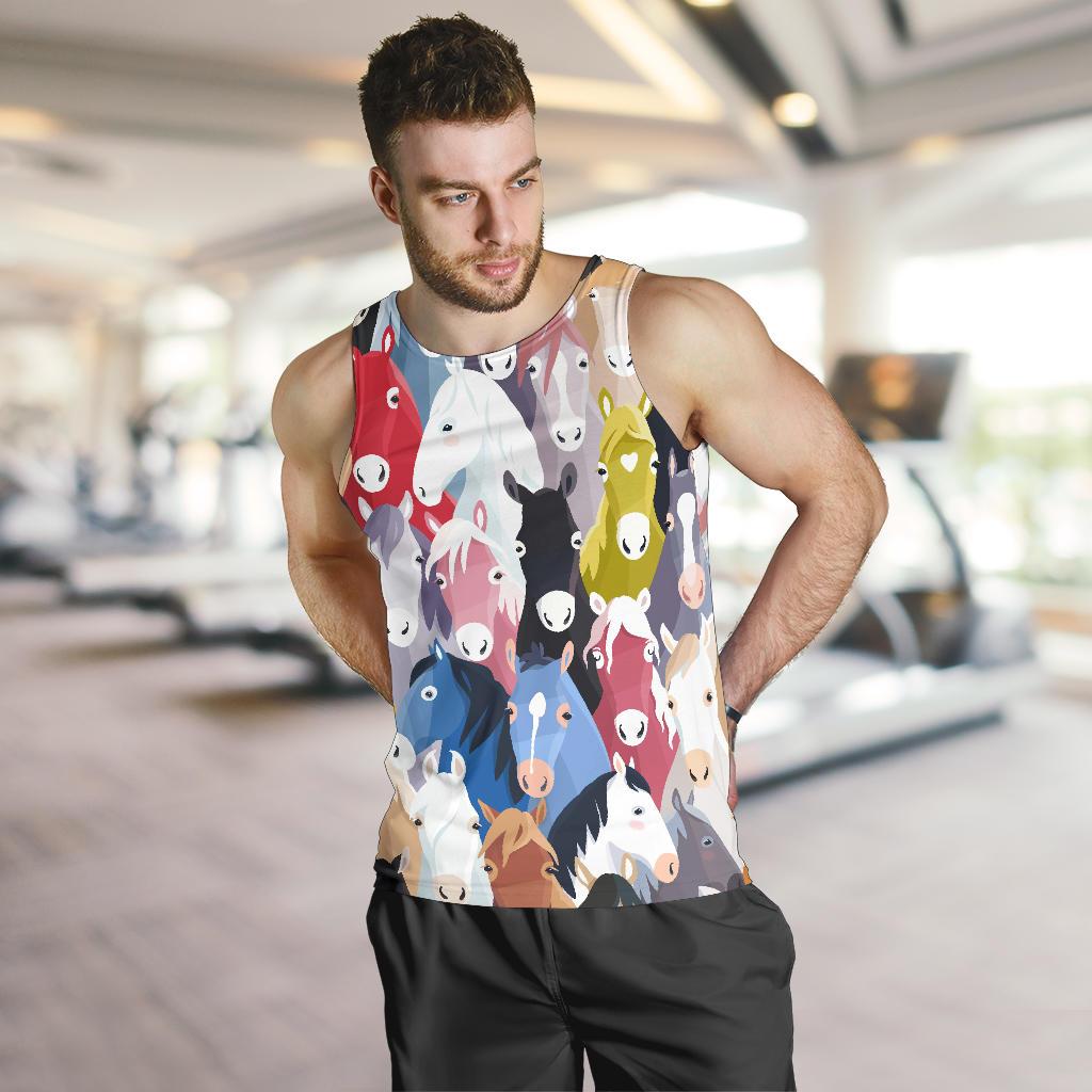 Colorful Horse Pattern Men Tank Top