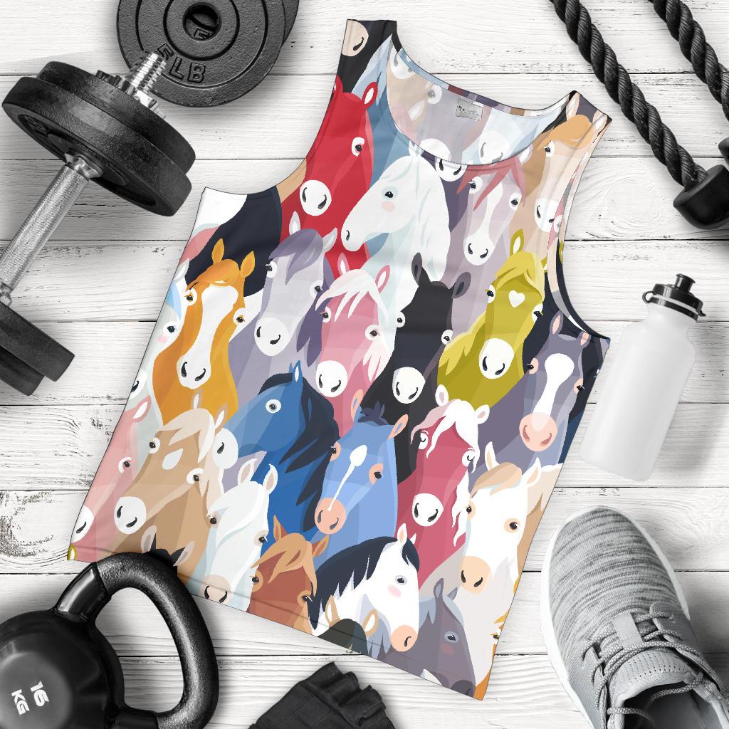 Colorful Horse Pattern Men Tank Top