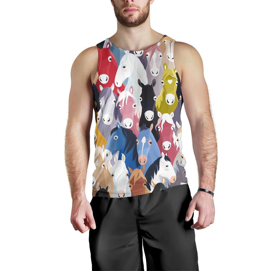 Colorful Horse Pattern Men Tank Top
