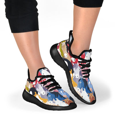 Colorful Horse Pattern Mesh Knit Sneakers Shoes