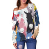 Colorful Horse Pattern Off Shoulder Sweatshirt