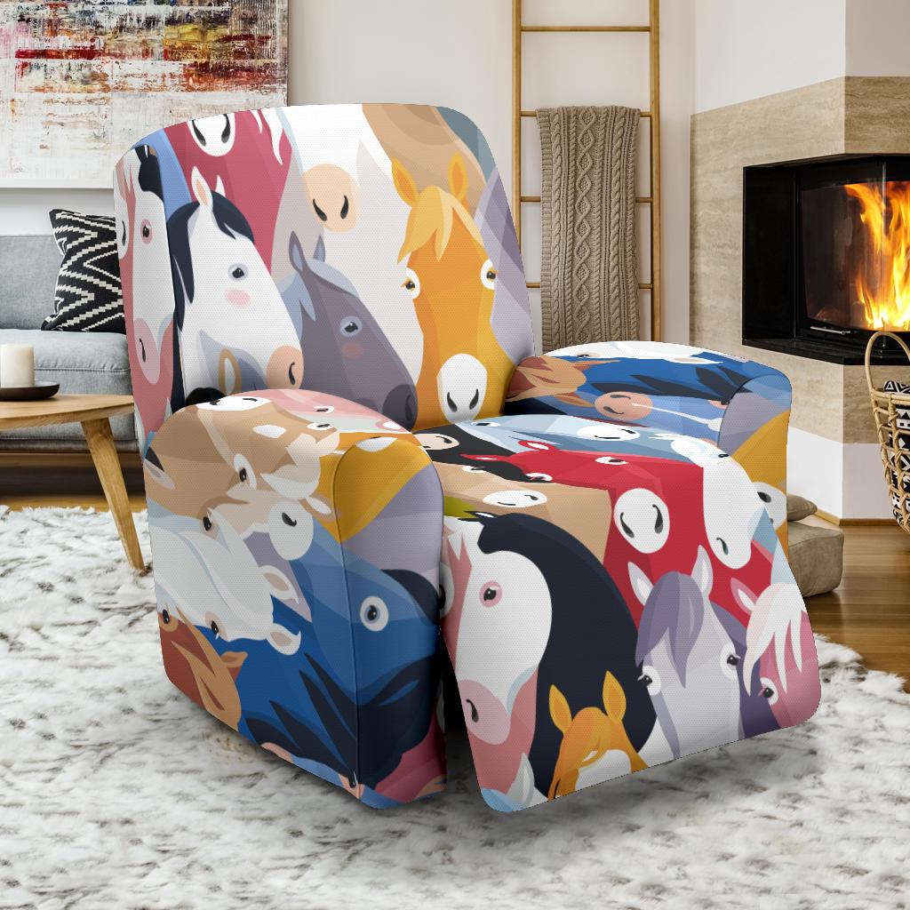 Colorful Horse Pattern Recliner Slipcover-JORJUNE.COM
