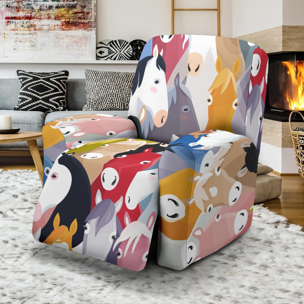Colorful Horse Pattern Recliner Slipcover-JORJUNE.COM
