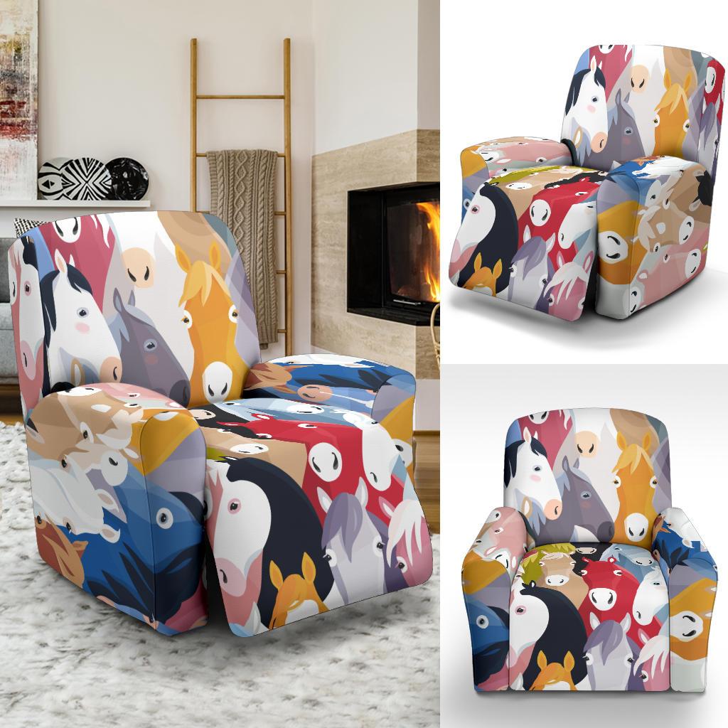 Colorful Horse Pattern Recliner Slipcover-JORJUNE.COM