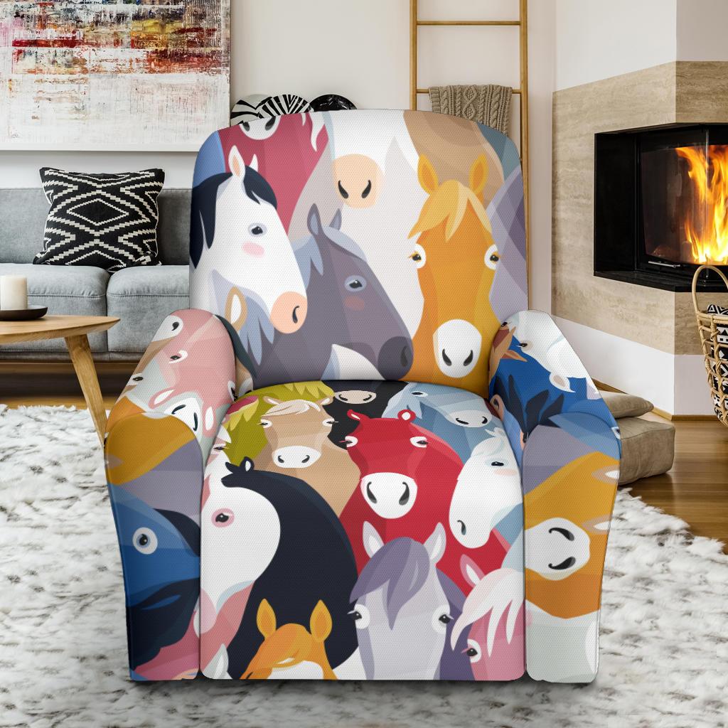 Colorful Horse Pattern Recliner Slipcover-JORJUNE.COM