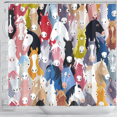 Colorful Horse Pattern Shower Curtain