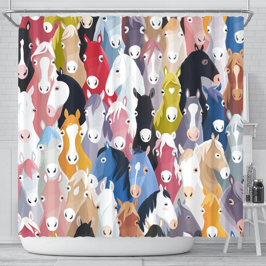 Colorful Horse Pattern Shower Curtain