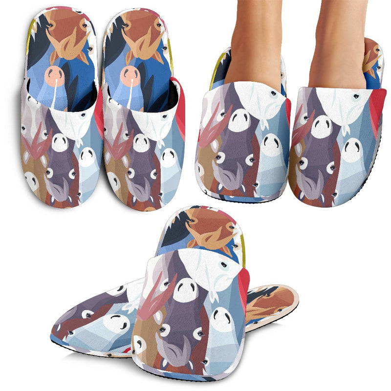 Colorful Horse Pattern Slippers