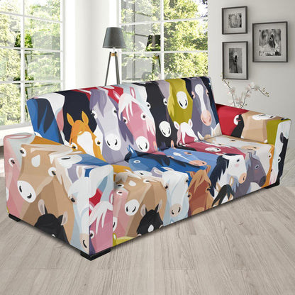 Colorful Horse Pattern Sofa Slipcover-JORJUNE.COM