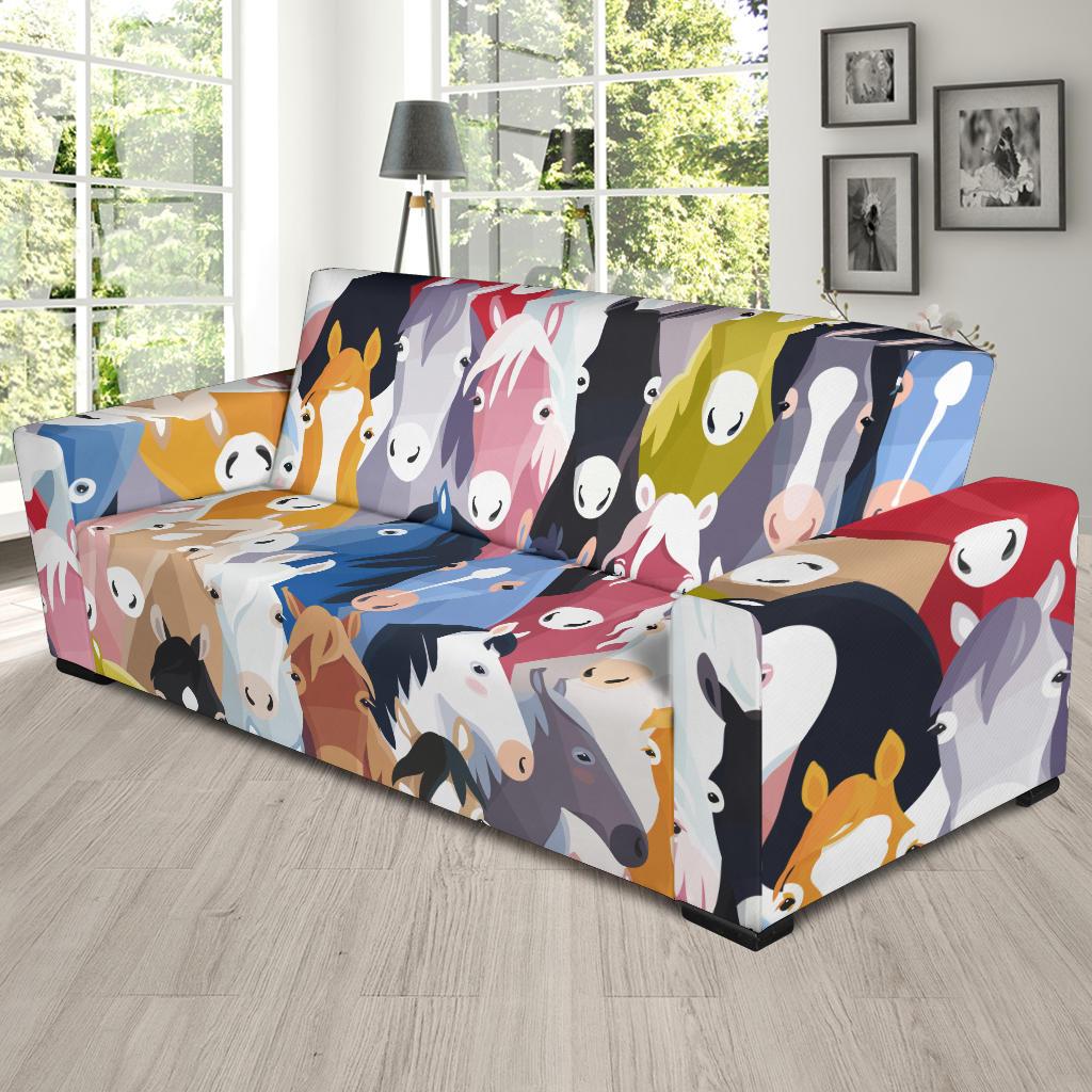 Colorful Horse Pattern Sofa Slipcover-JORJUNE.COM