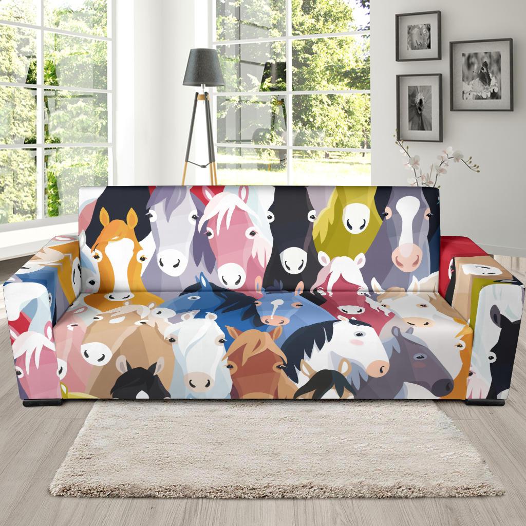 Colorful Horse Pattern Sofa Slipcover-JORJUNE.COM