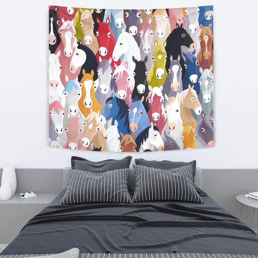 Colorful Horse Pattern Tapestry