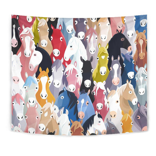 Colorful Horse Pattern Tapestry