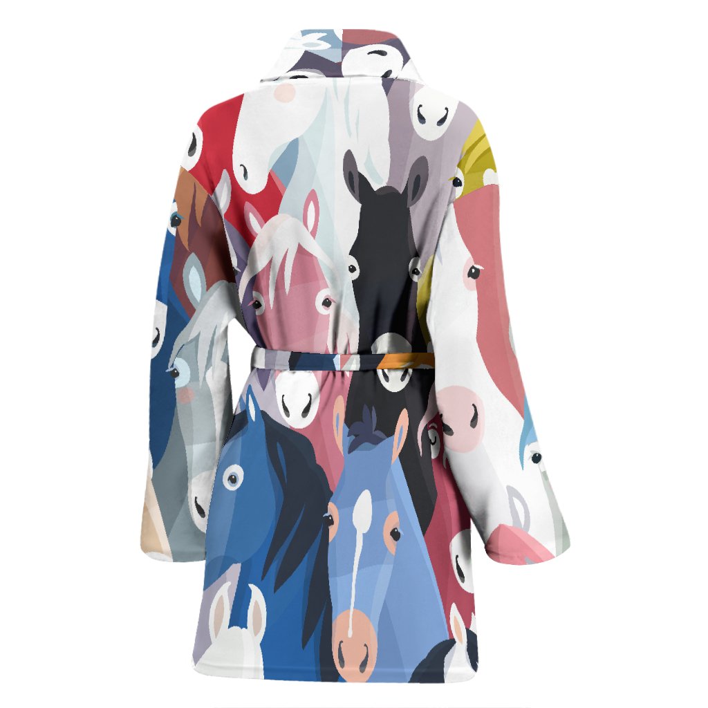Colorful Horse Pattern Women Bath Robe