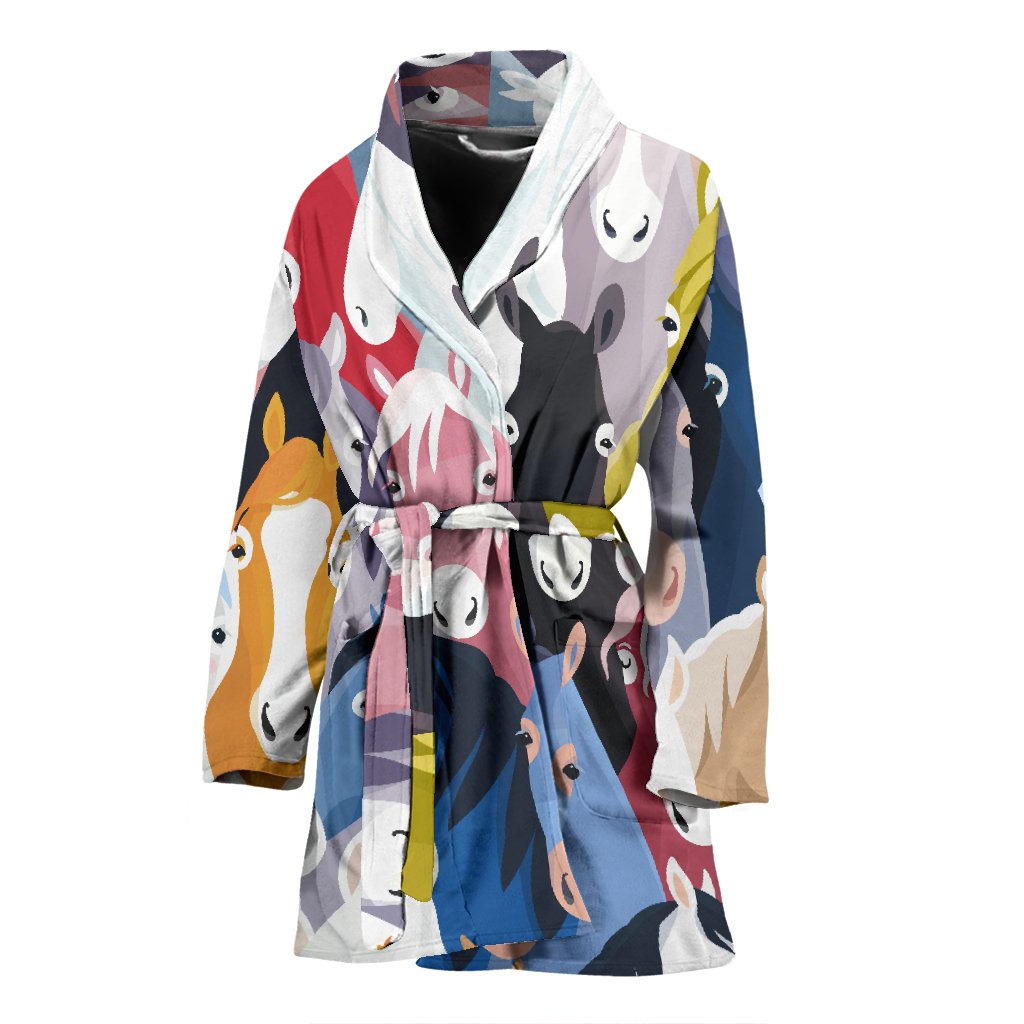 Colorful Horse Pattern Women Bath Robe