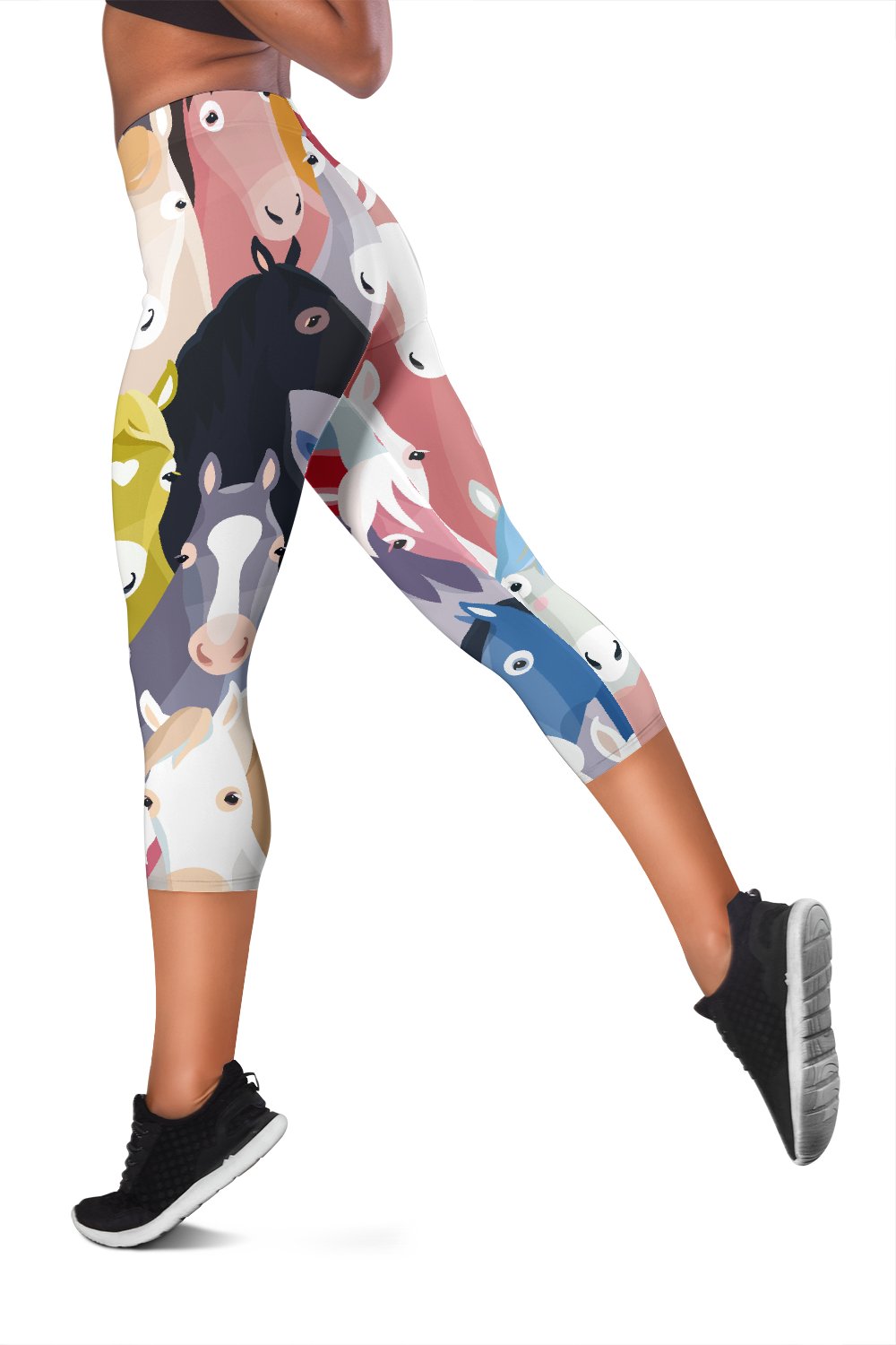 Colorful Horse Pattern Women Capris