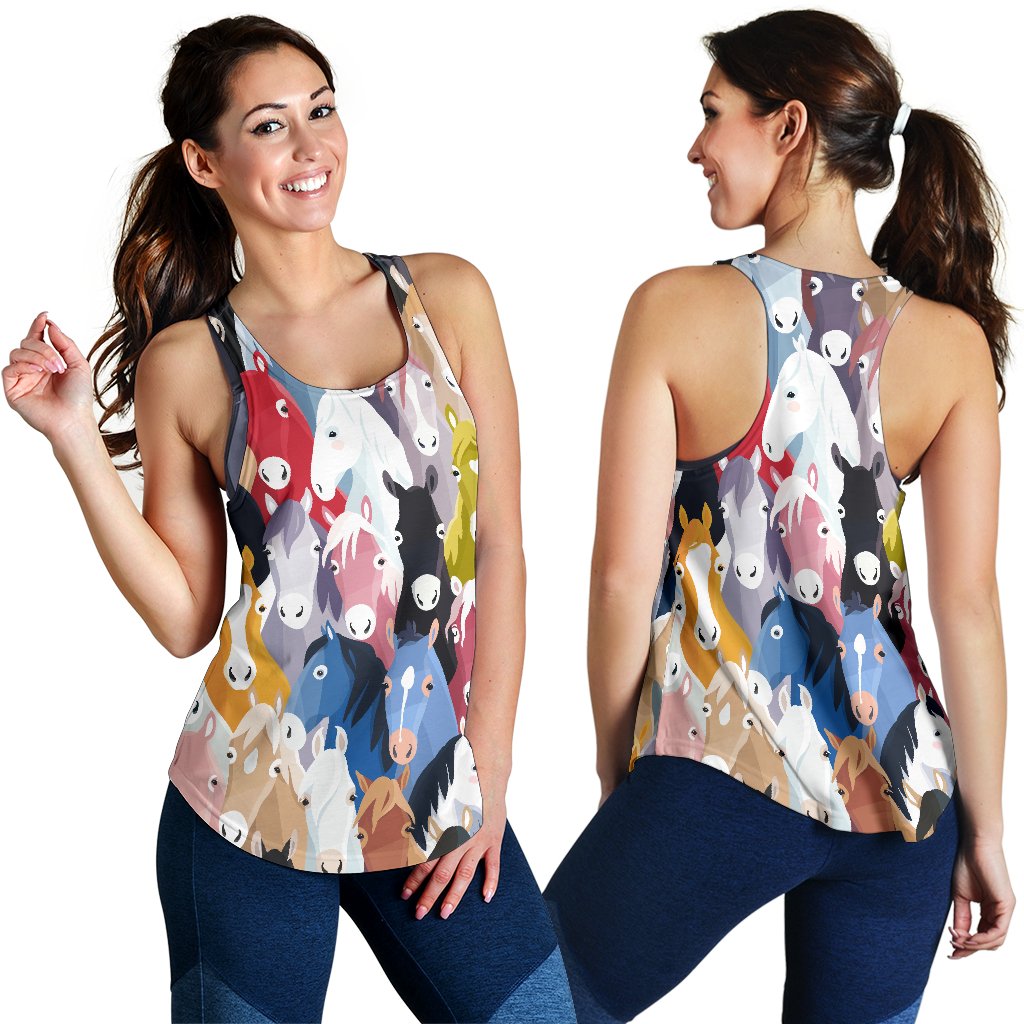 Colorful Horse Pattern Women Racerback Tank Top