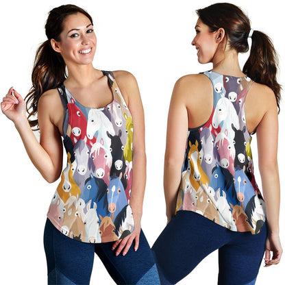 Colorful Horse Pattern Women Racerback Tank Top